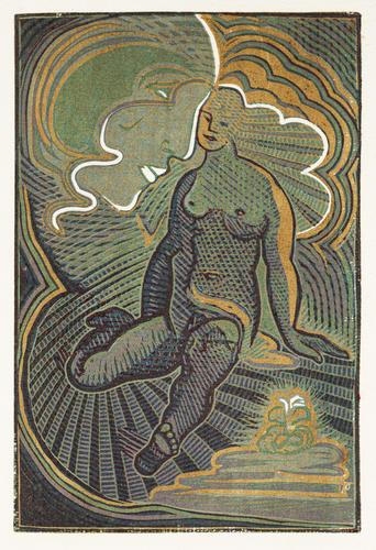 Artwork by Josef Váchal, Giosuè Carducci: Satanu, Made of Wooden sculpture