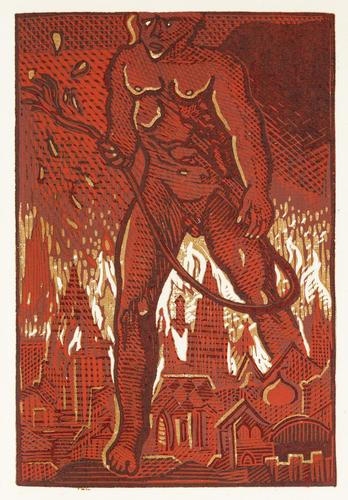 Artwork by Josef Váchal, Giosuè Carducci: Satanu, Made of Wooden sculpture