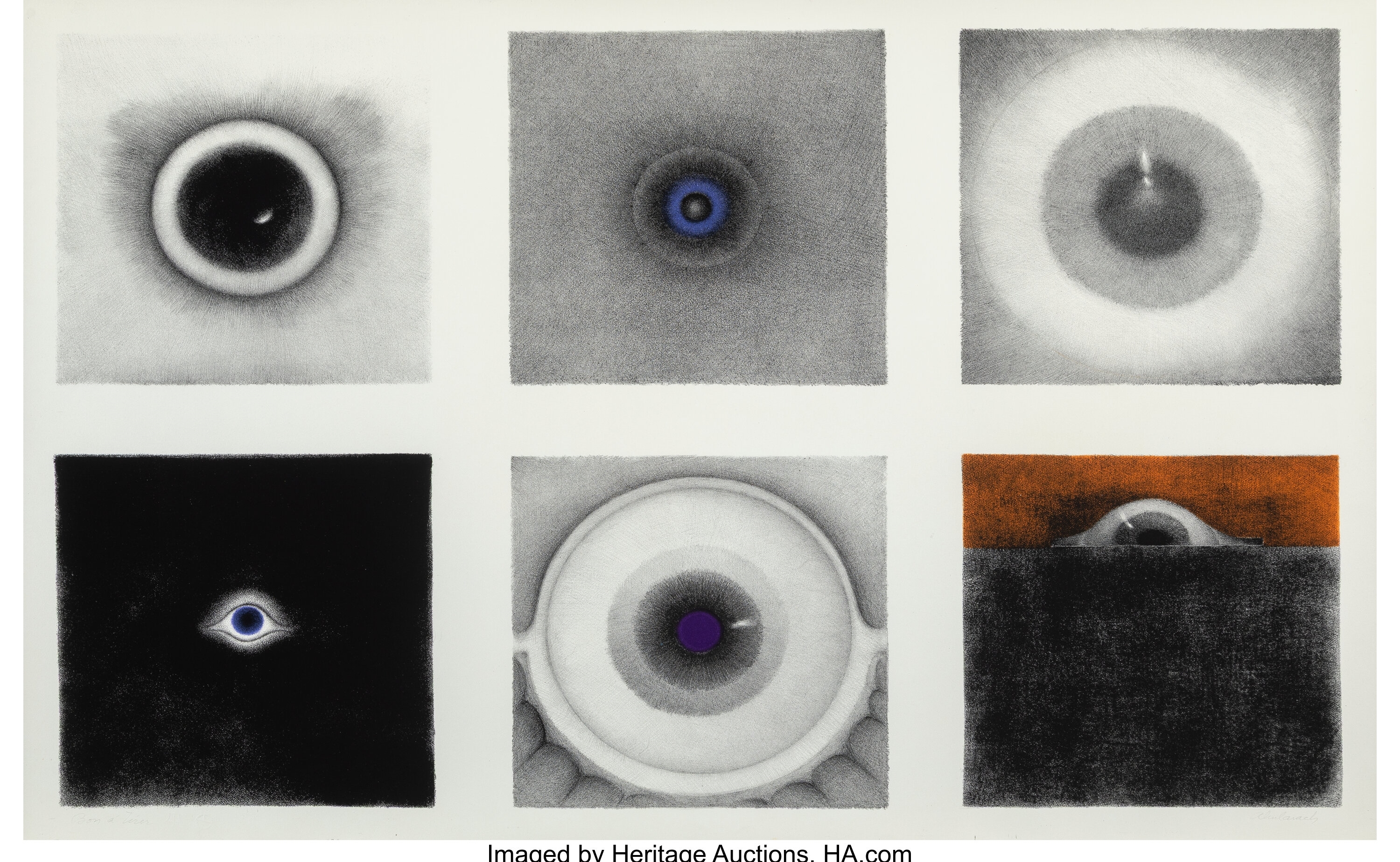 Artwork by Rodolfo Abularach, Untitled (Eyes), Made of Lithograph in colors on wove paper