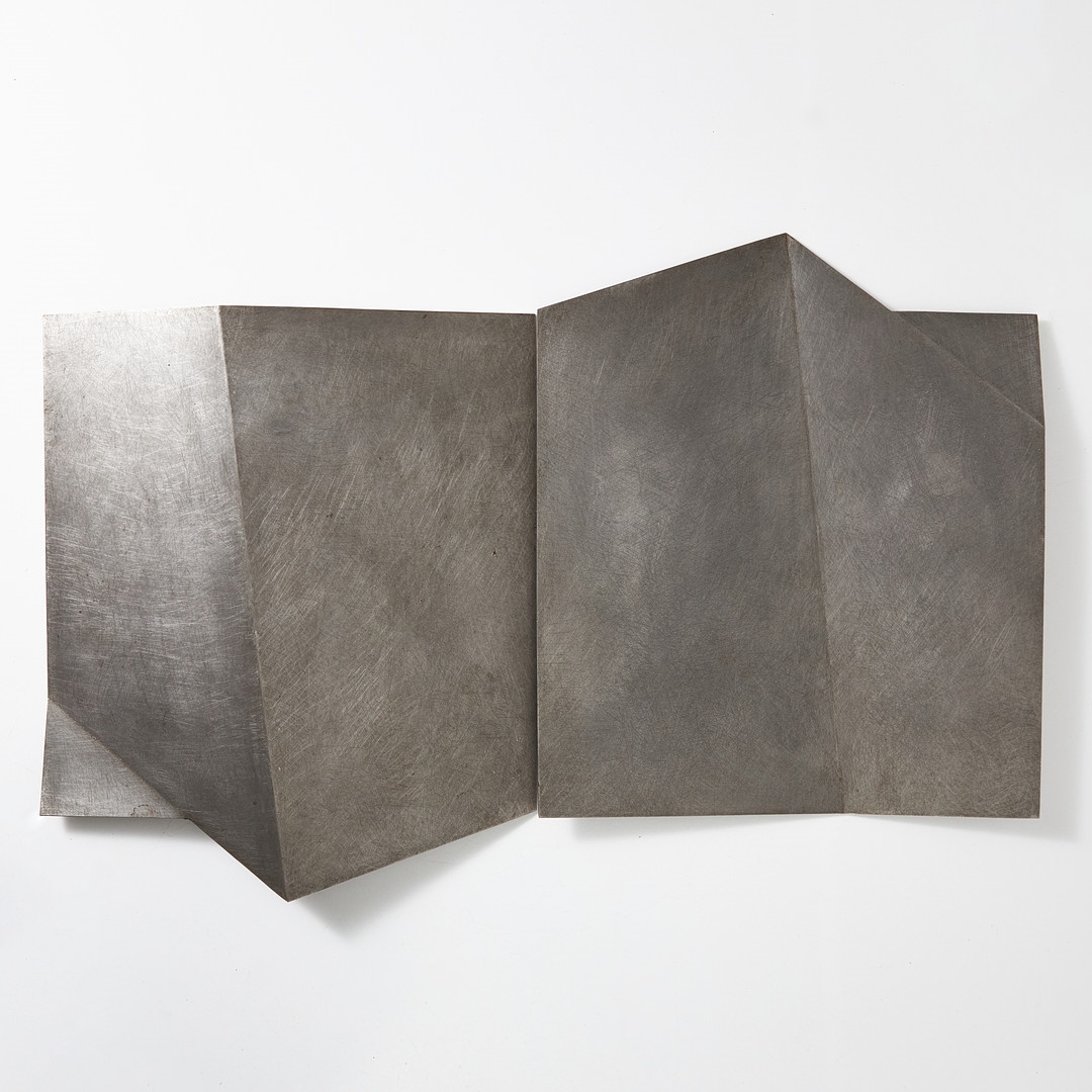 Artwork by Eva Sjöberg, Diptyk, Made of väggskulptur/relief, borstad stål