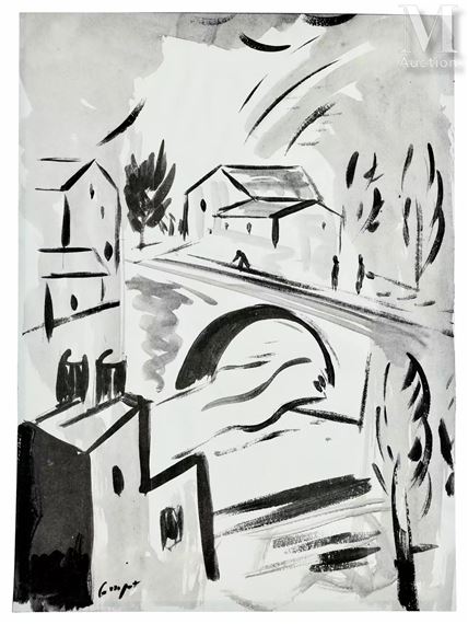 Le fleuve coulant sous le pont by Jacques Henri Guyot