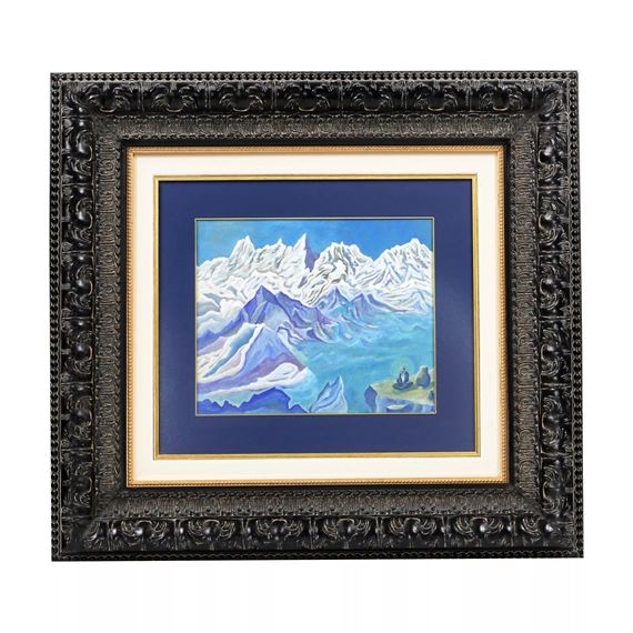 Mountain landscape with a Buddhist monk by Nicholas Roerich, 1930s