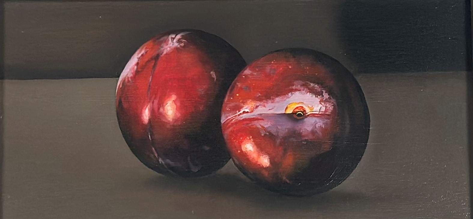 Artwork by Jane Cruickshank, Still Life of Plums, Made of Oil On Canvas