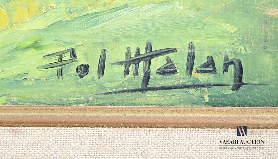 Artwork by Pol Malan, View of the port of Bouillé in Vendée, Made of Oil On Canvas