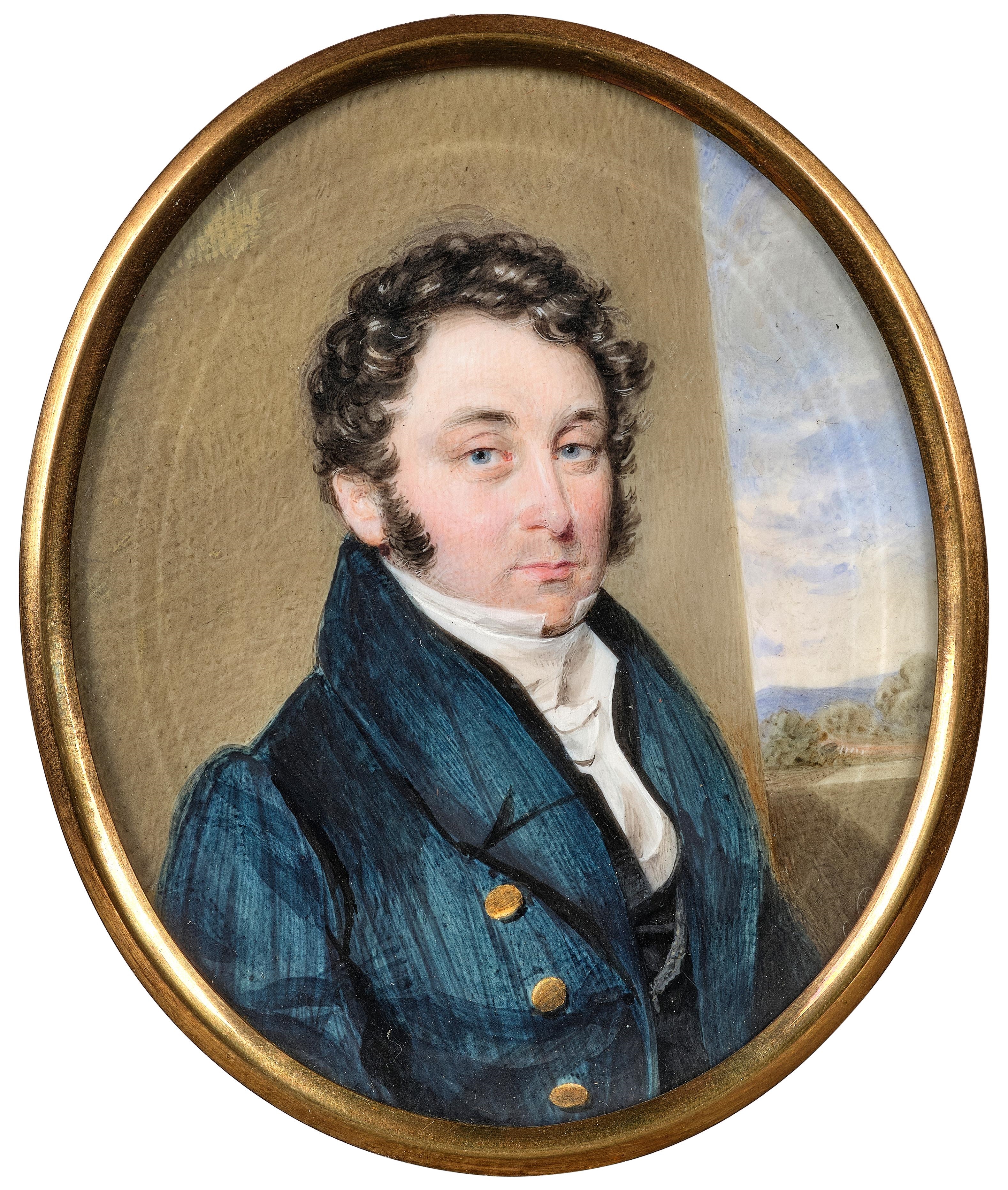 Emanuel Thomas Peter | Portrait of a gentleman in a blue jacket | MutualArt