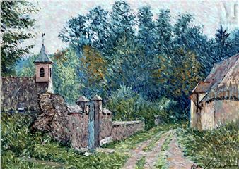 Paysage aux arbres et aux maisons - Jean Vollet