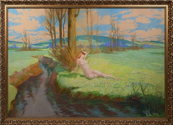 Nahá dívka u řeky - Viktor Kutzer