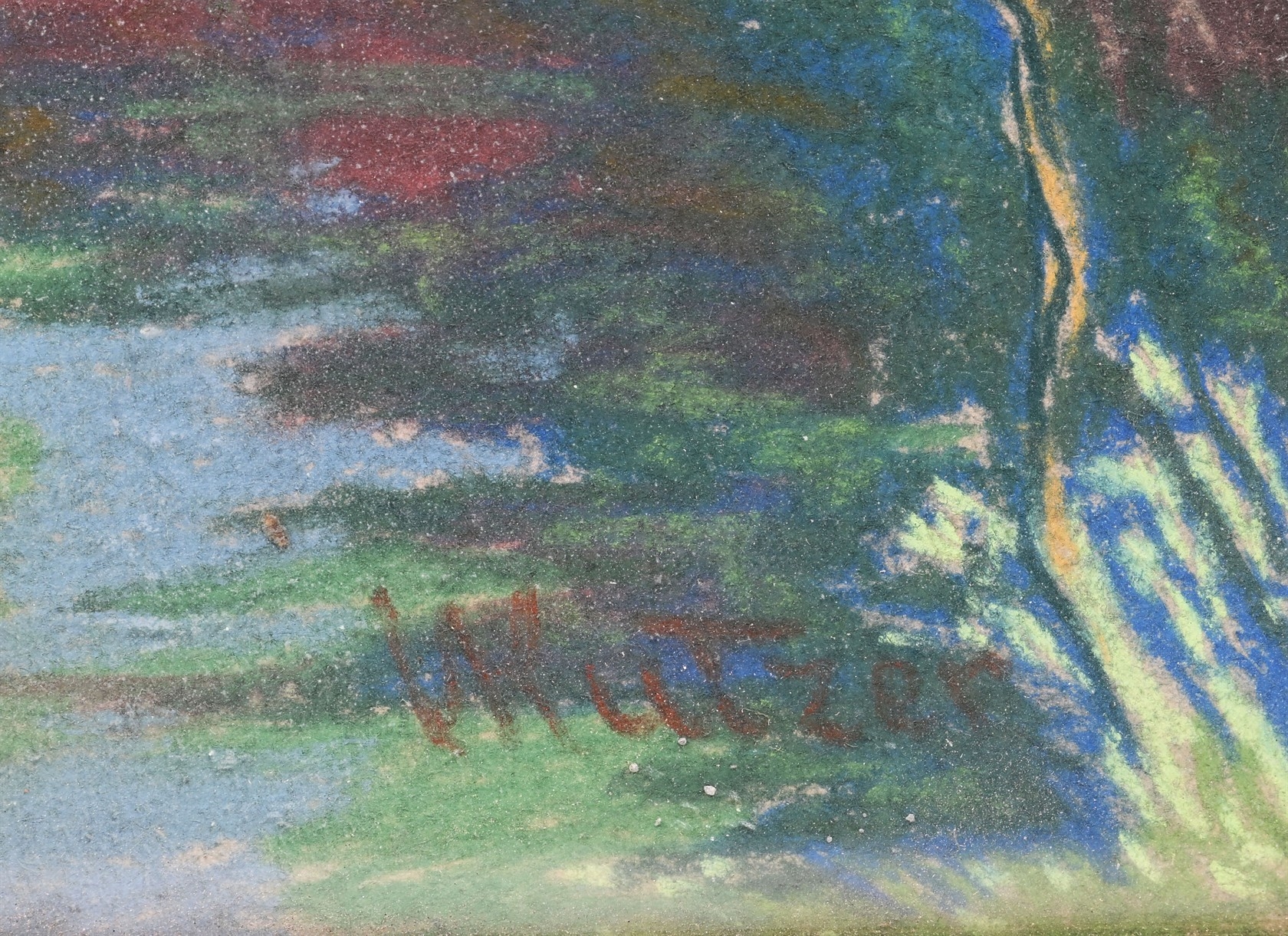 Artwork by Viktor Kutzer, Nahá dívka u řeky, Made of Pastel