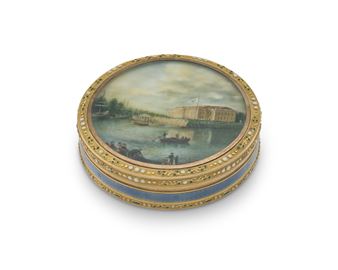 A RUSSIAN GOLD AND ENAMEL BONBONNIERE - Semion Shchedrin