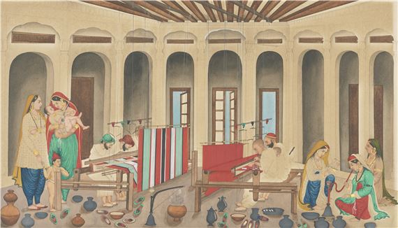 SHAWL WEAVERS (SHALBAF) AT WORK