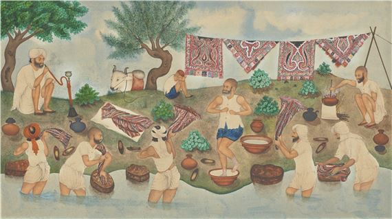 THE SHAWL-WASHERS (DHOBI) IN A STREAM