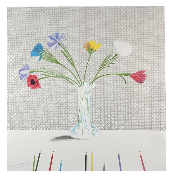 David Hockney | Coloured Flowers Made of Paper and Ink (1971) | MutualArt