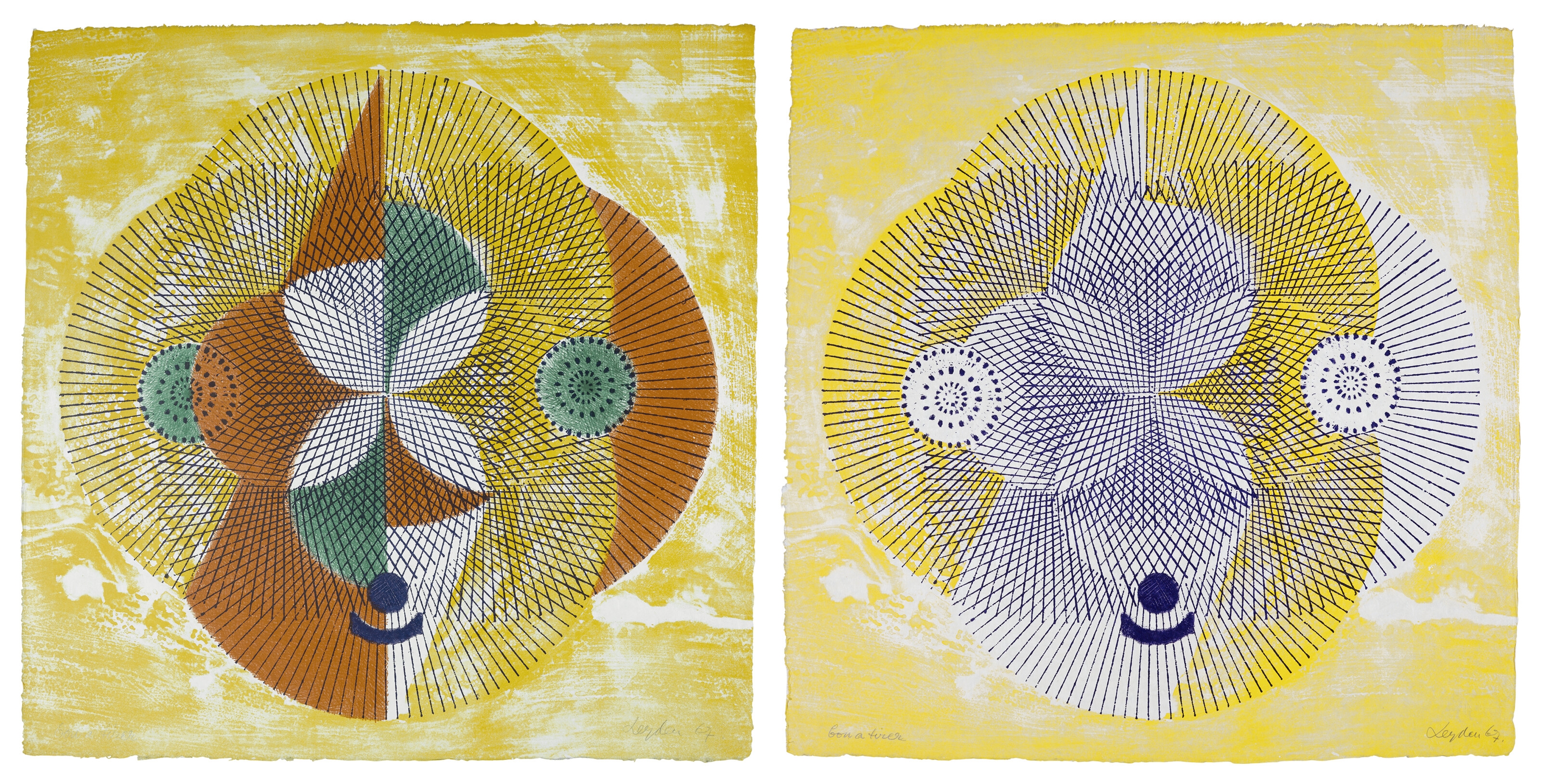 Artwork by Ernst van Leyden, Two prints by the artist, Made of lithograph in colors