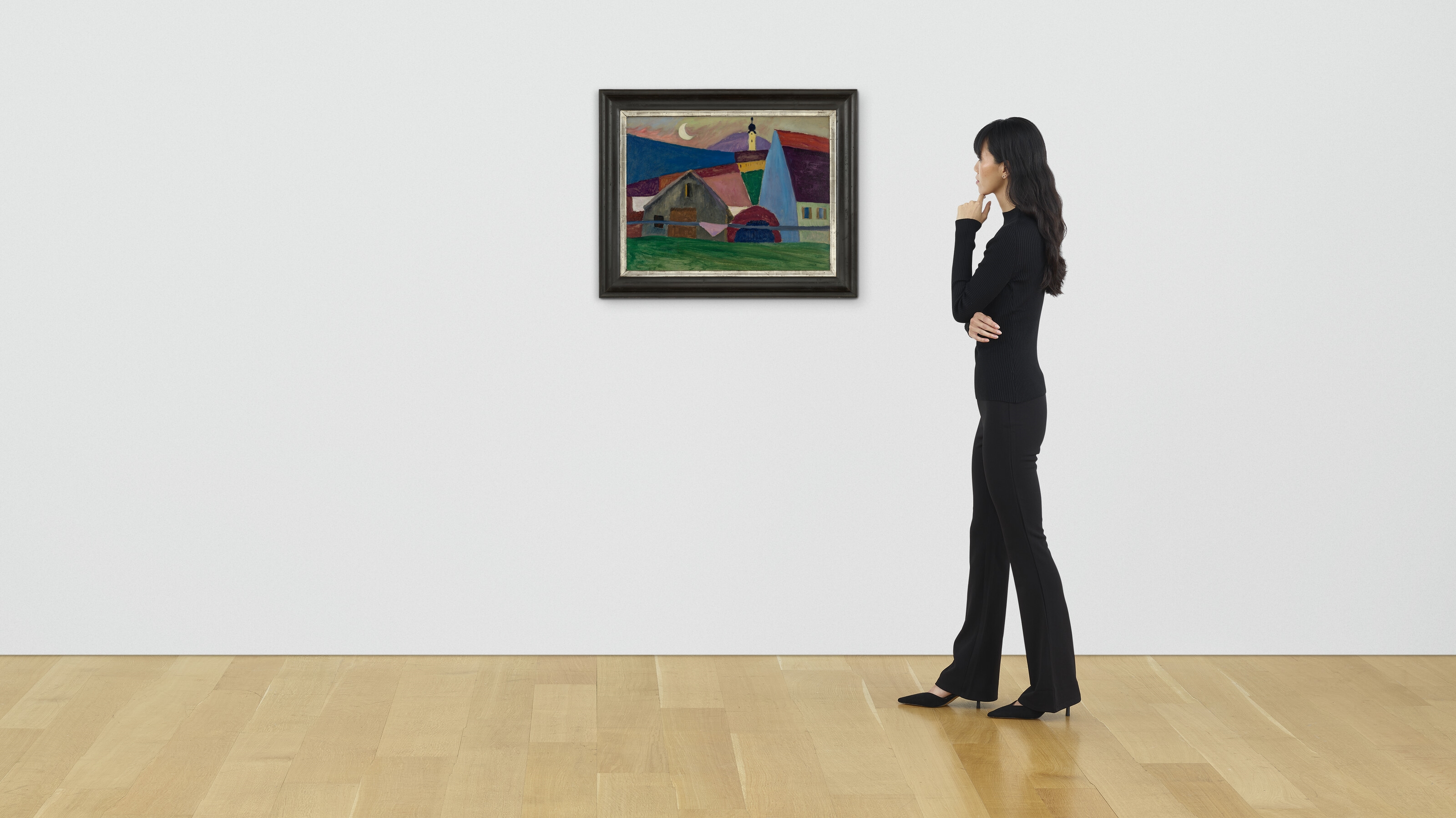 Artwork by Gabriele Münter, Mond über Murnau, Made of Oil on board