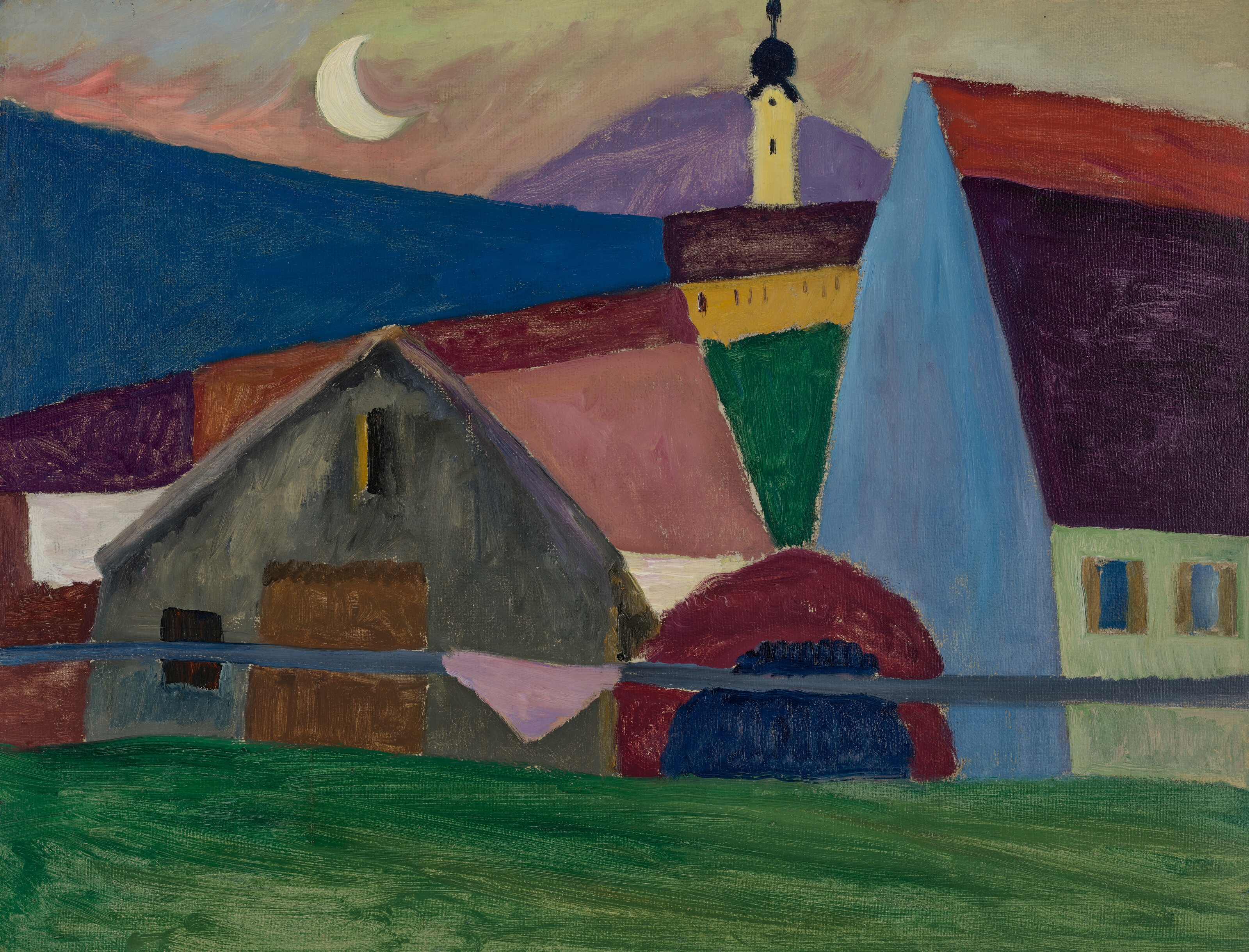 Artwork by Gabriele Münter, Mond über Murnau, Made of Oil on board