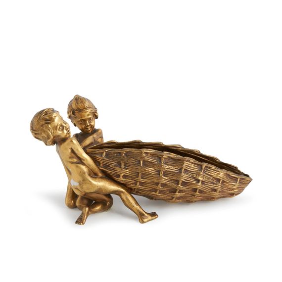 FRANCOIS-RAOUL LARCHE (1860-1912) "VANETTE AUX DEUX FILLETTES" SCULPTURE - Raoul François Larche