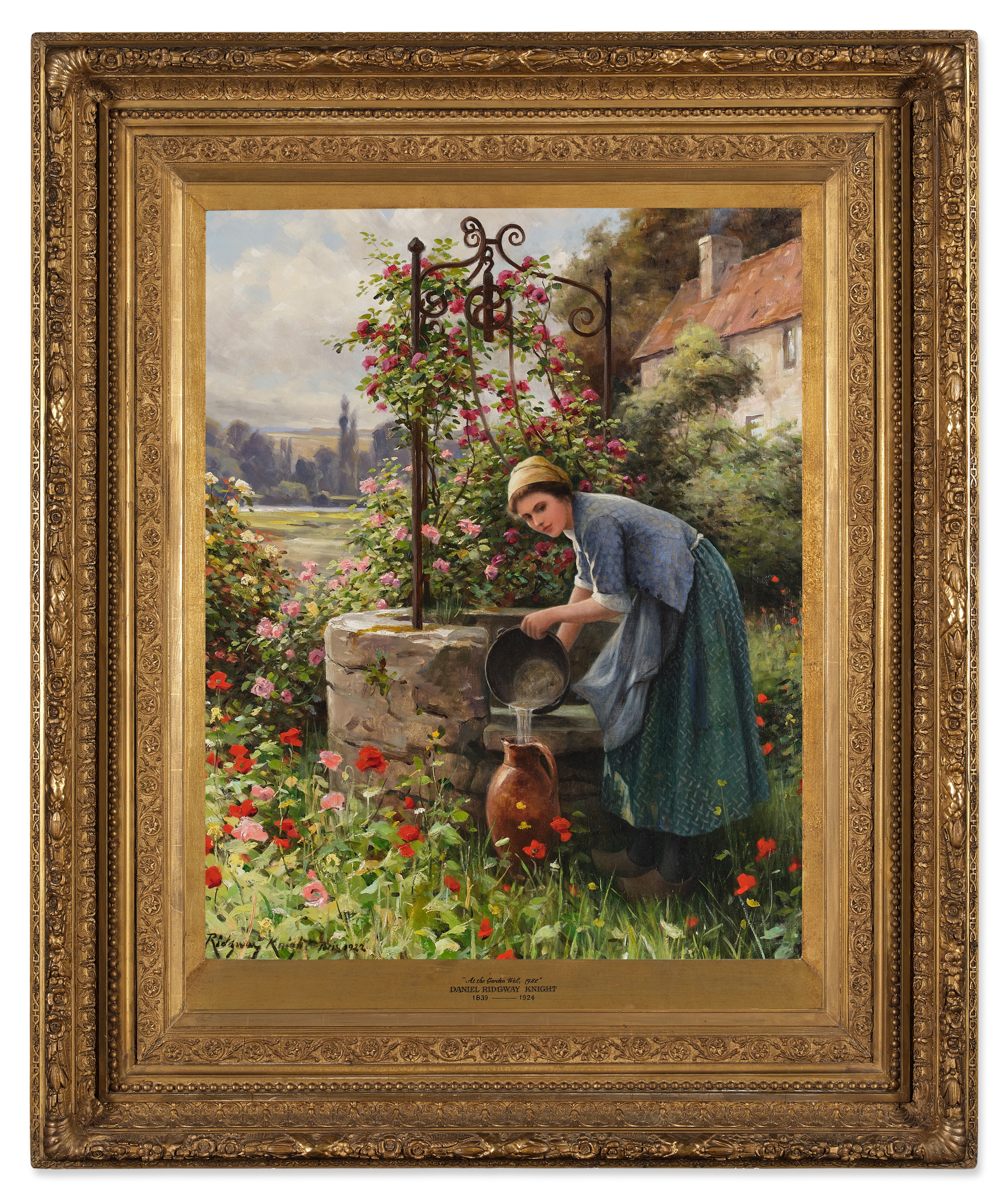 Artwork by Daniel Ridgway Knight, At the Garden Well, Paris, Made of oil on canvas