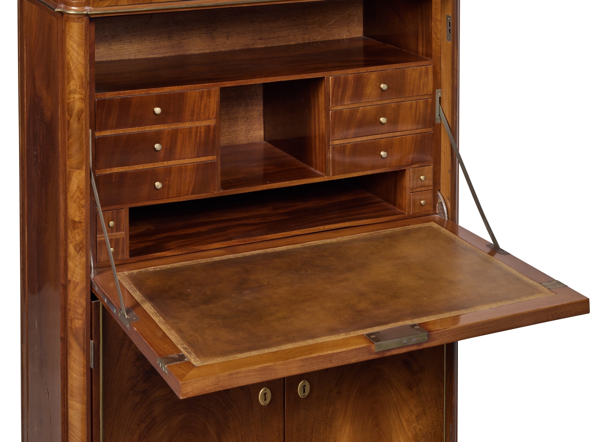 Artwork by Bernard Molitor, A Louis XVI Brass-Mounted Flame Mahogany Secrétaire à Abattant by Bernard Molitor, Circa 1790, Made of white marble