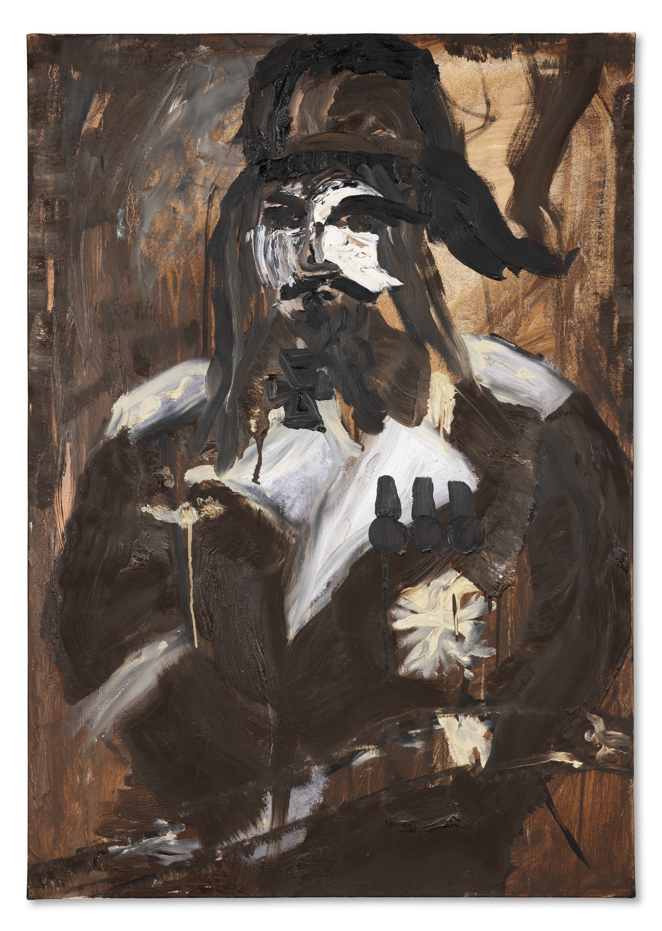 Artwork by Jonathan Meese, SELBSTOLE (der Wildhünter mit dem Henry-Stutzen, Made of oil on canvas