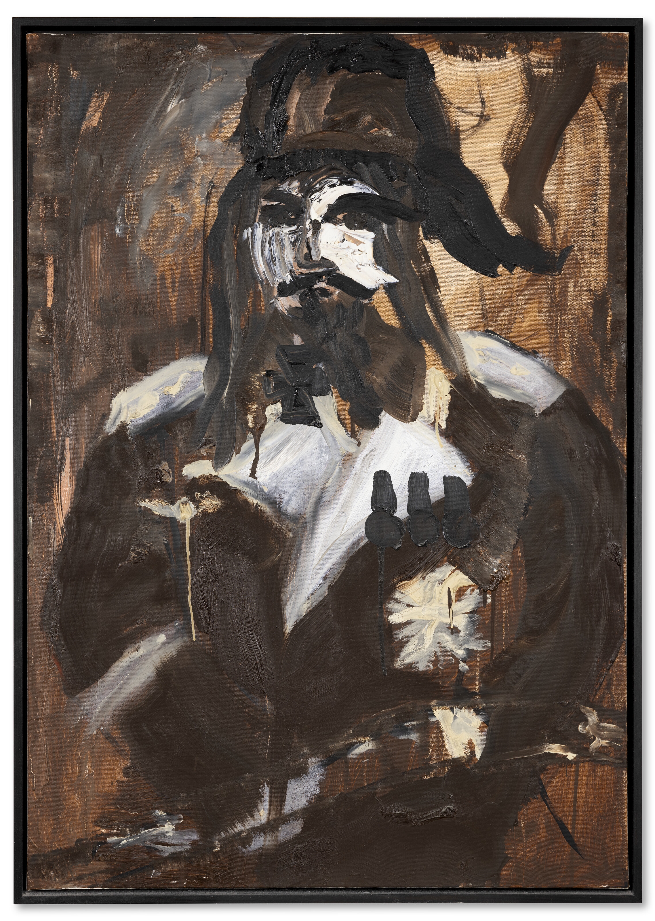 Artwork by Jonathan Meese, SELBSTOLE (der Wildhünter mit dem Henry-Stutzen, Made of oil on canvas
