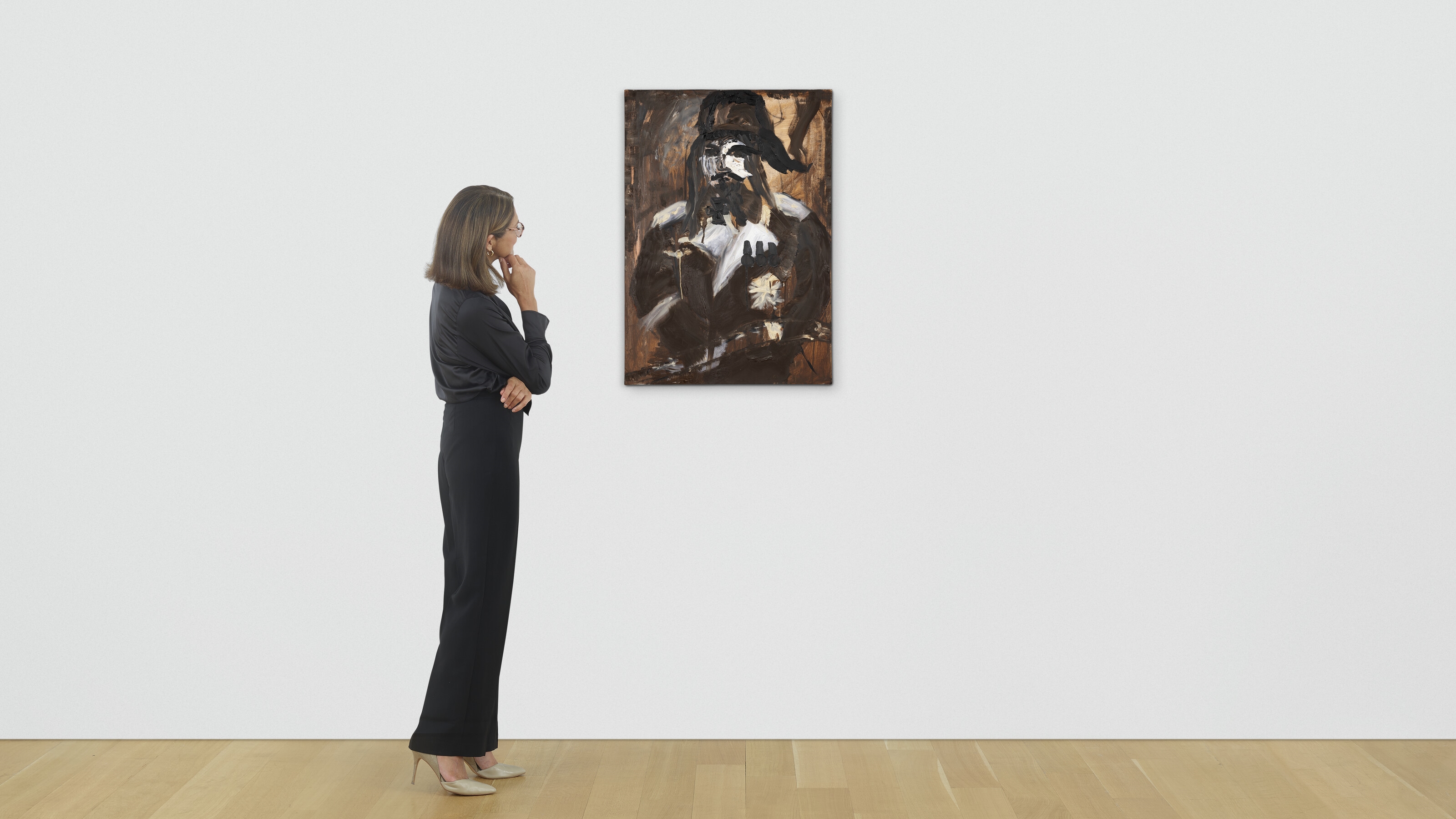 Artwork by Jonathan Meese, SELBSTOLE (der Wildhünter mit dem Henry-Stutzen, Made of oil on canvas