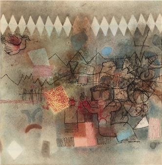 Abstract with figure and bird - Louis Maqhubela