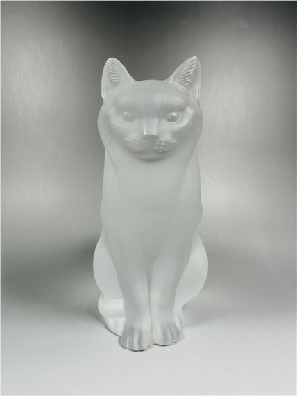 A Lalique Frosted Crystal Figure of Sitting Cat by René Lalique, 1932