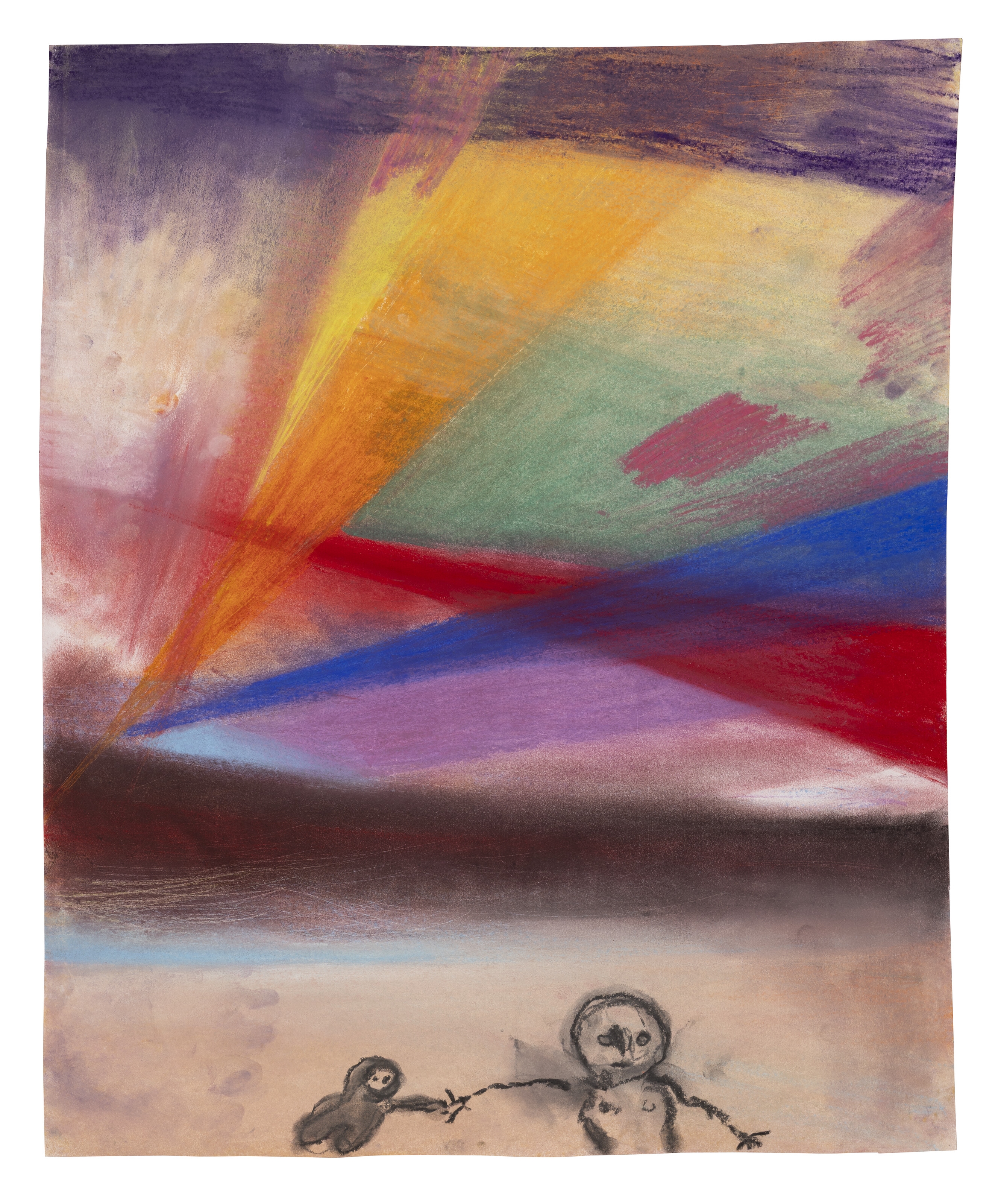 Artwork by Miriam Cahn, Flüchtenmüssen 01.02. (have to flee 01.02, Made of pastel on paper