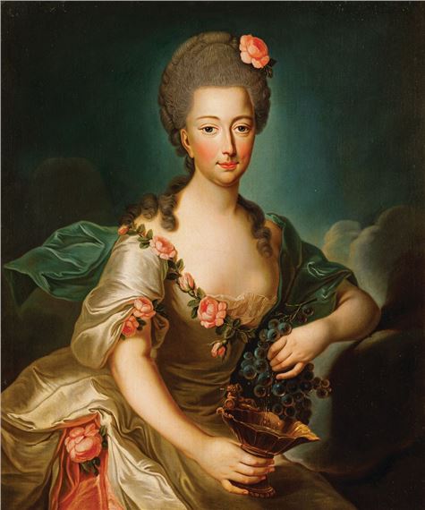 PORTRET MARII ANTONINY JAKO HEBE, PERSONIFIKACJA JESIENI - François-Hubert Drouais