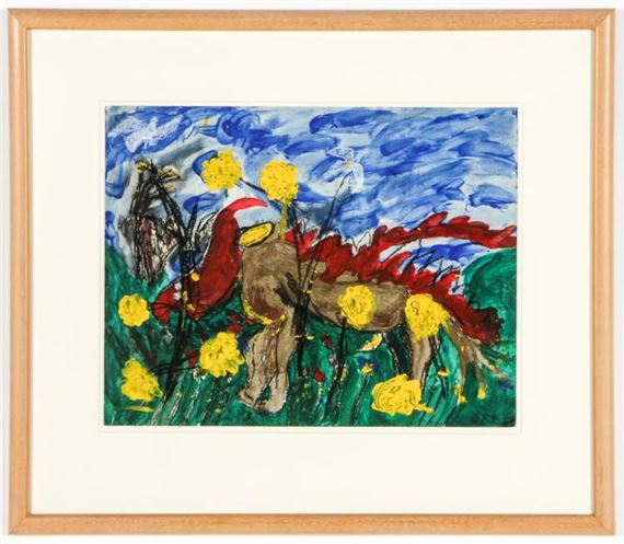 Mixed media painting by Joseph Hardin, 1921-1989