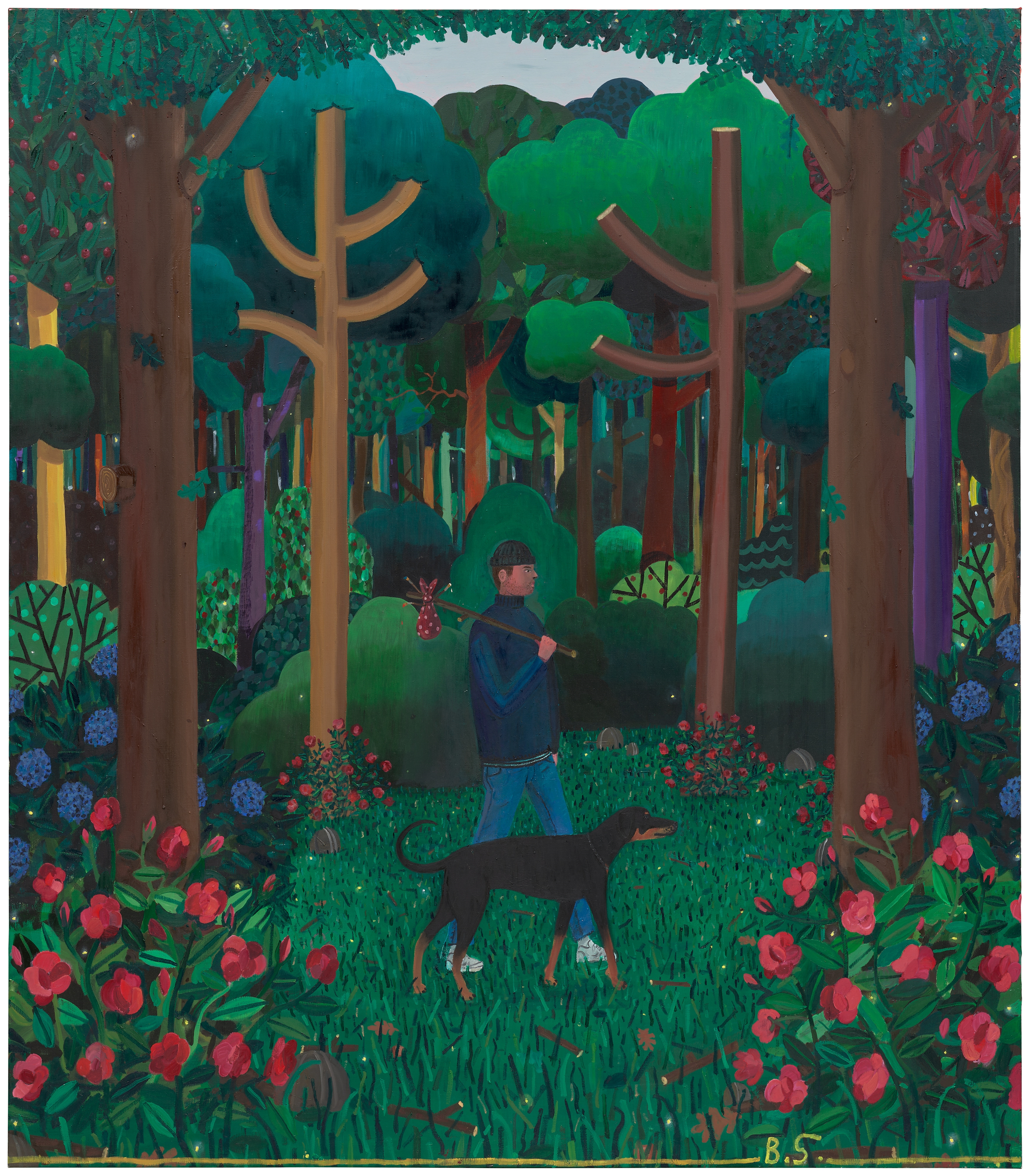 Artwork by Ben Sledsens, Wanderer with Dog, Made of Oil and acrylic on canvas