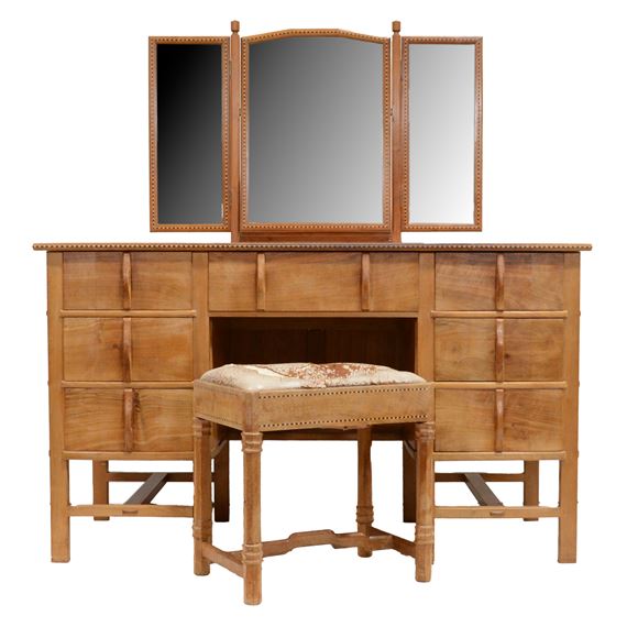 Dressing table with triptych mirror and dressing stool by Peter Waals, circa 1930