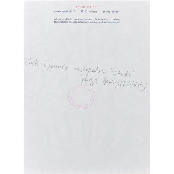 L'arte c'è quando = malgrado = ci ride. Joseph Beuys (Dante - Joseph Beuys