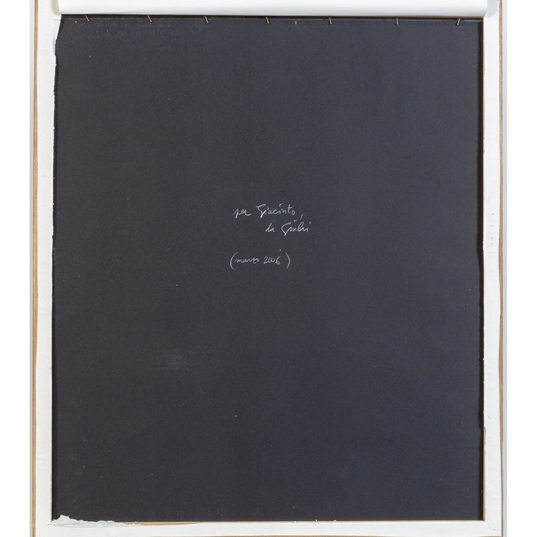 Artwork by Giulio Paolini, Senza titolo (Fuori Programma, Made of Pencil Inscription And Collage On Black Paper