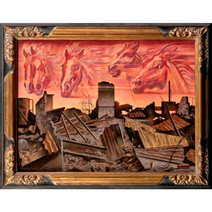 Artwork by José Parades Jardiel, Caballos en el cielo, Made of oil on canvas