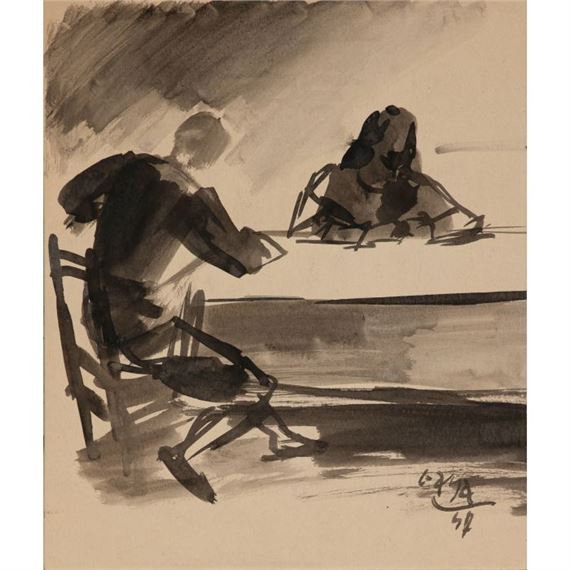 Caballeros a la mesa by Ramón Gaya, 1947