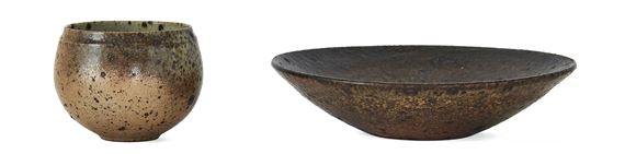 Ensemble d'un bol et un plat en grès by Robert Deblander