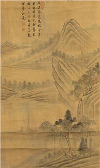 Landscape motif with figure scene - Feng Zhengquan
