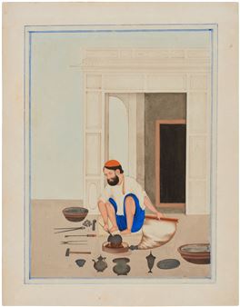 A portrait of a Metalsmith - Lahore School, 19th Century