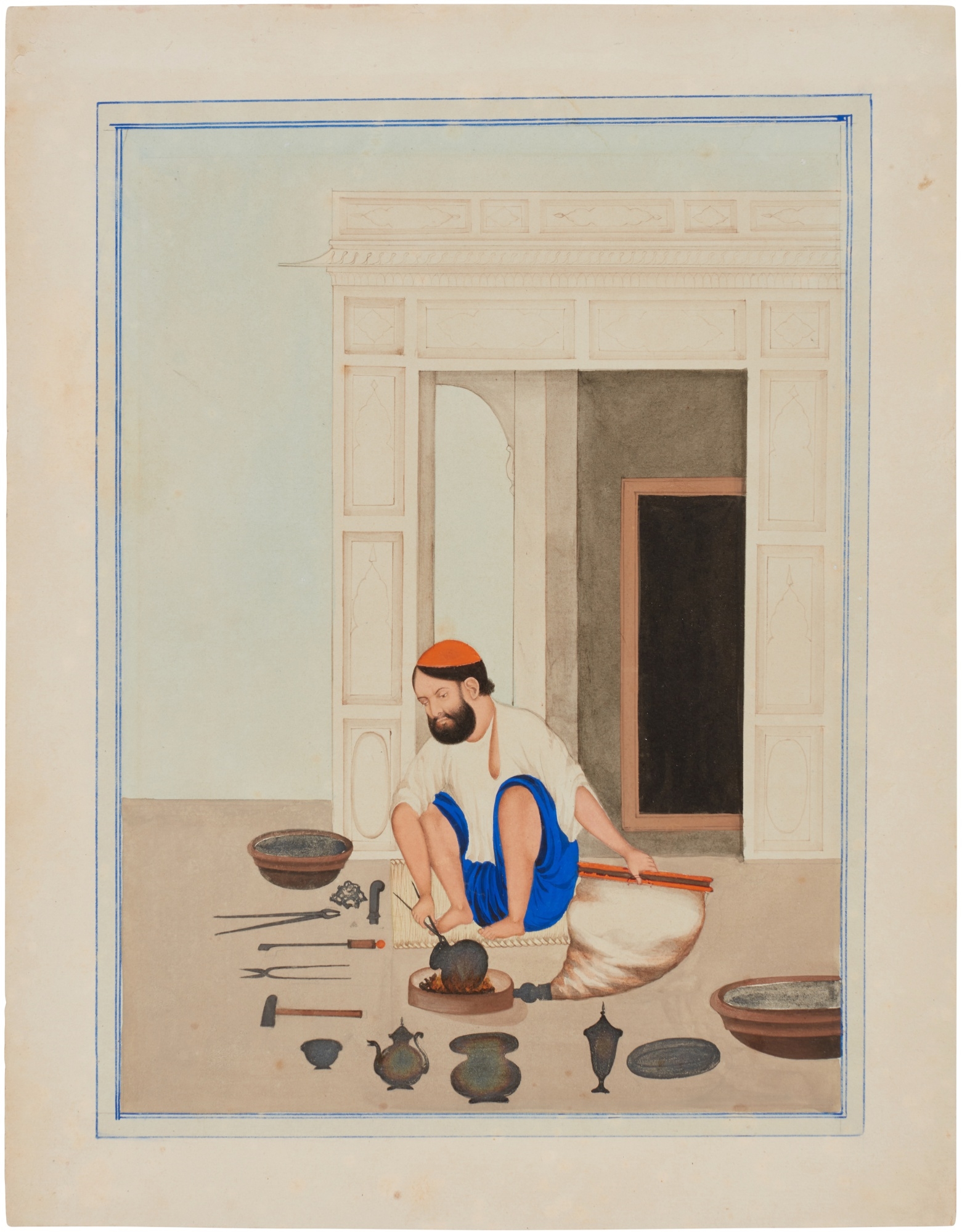 Lahore School, 19th Century | A portrait of a Metalsmith (1860 - 1870 ...