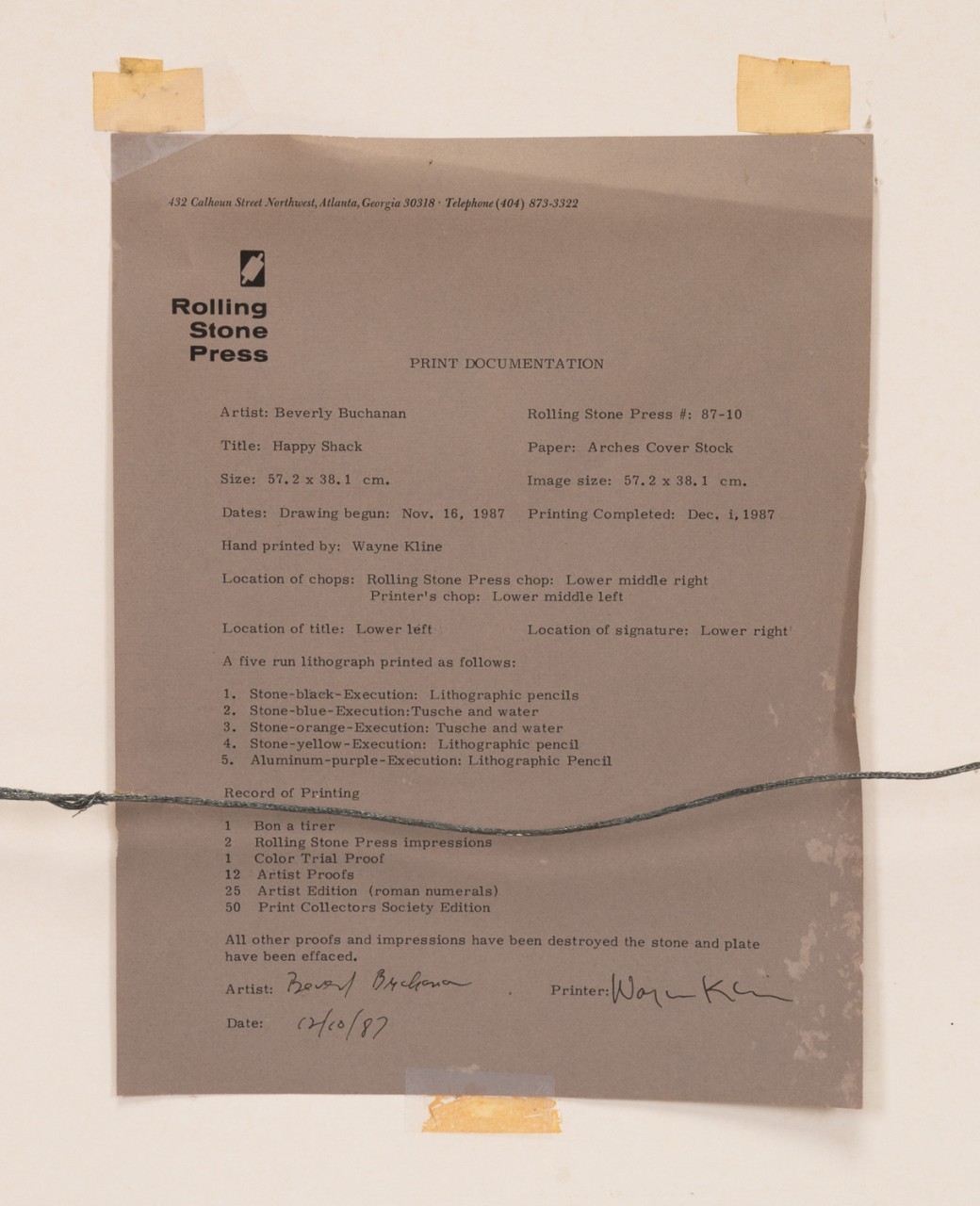 Artwork by Beverly Buchanan, Happy Shack, Made of Five Color Lithograph On Arches Cover Stock