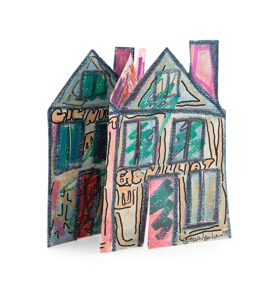 Untitled - Cutout paper folding shack triptych