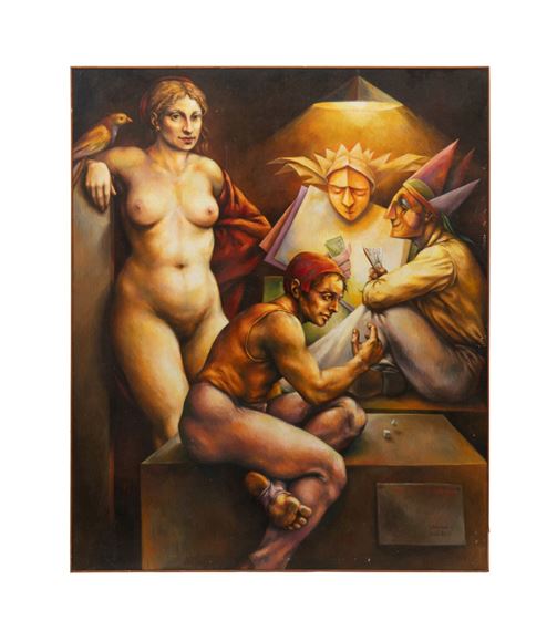 Three Clowns in a Crap Game by Guy Robinson, 1982