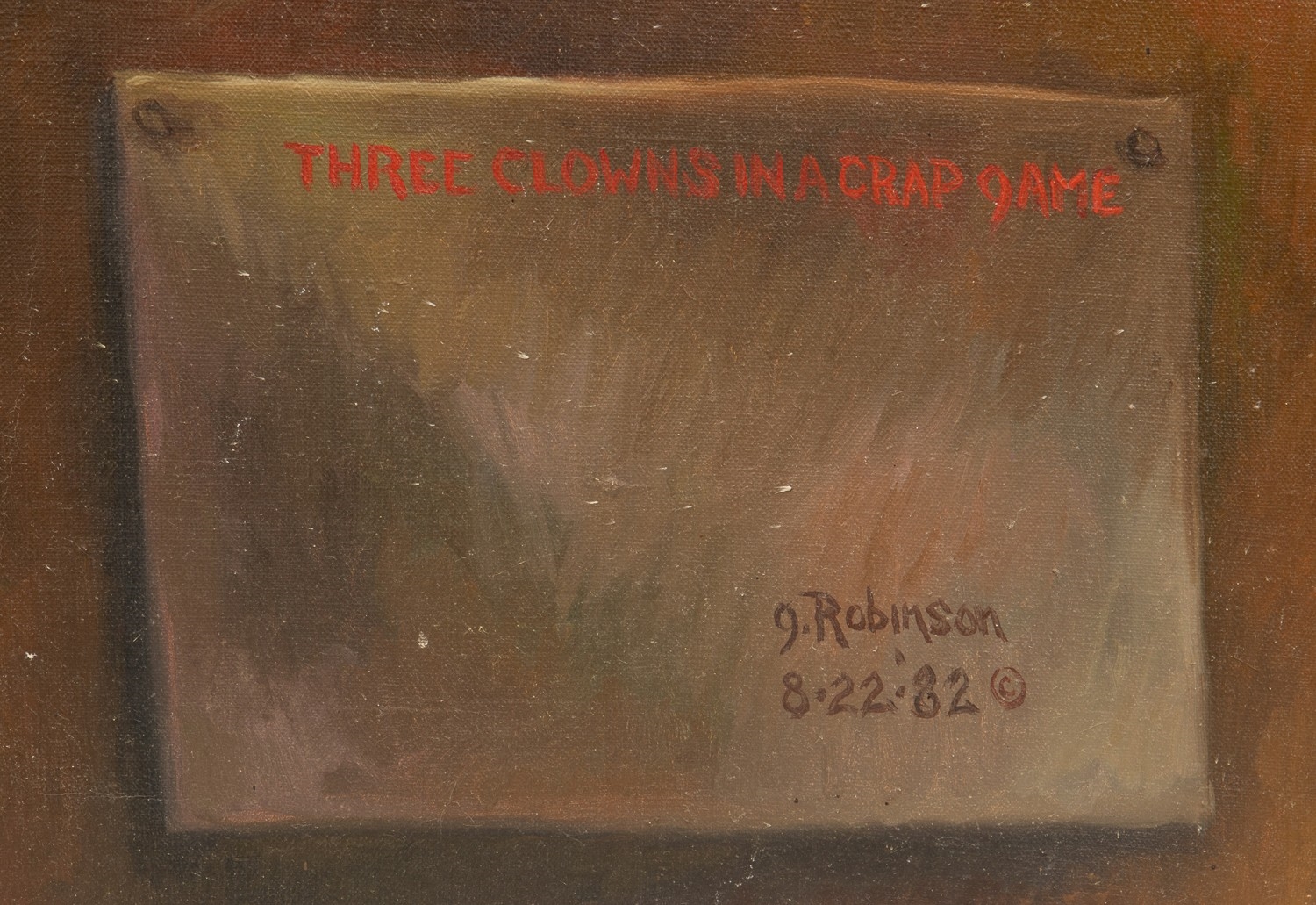 Artwork by Guy Robinson, Three Clowns in a Crap Game, Made of oil on canvas
