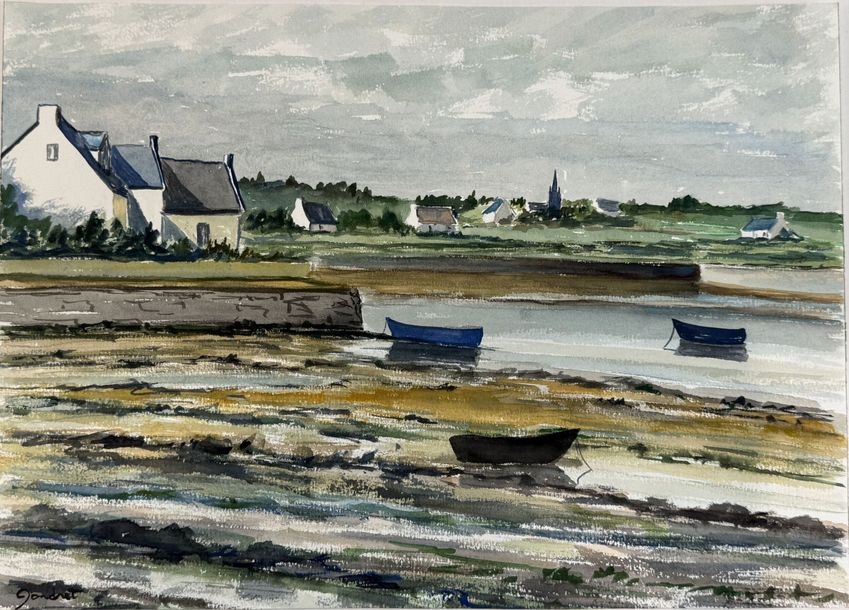 Artwork by Lucien Gondret, Set of gouaches and watercolors of seascapes, Made of Gouaches And Watercolors