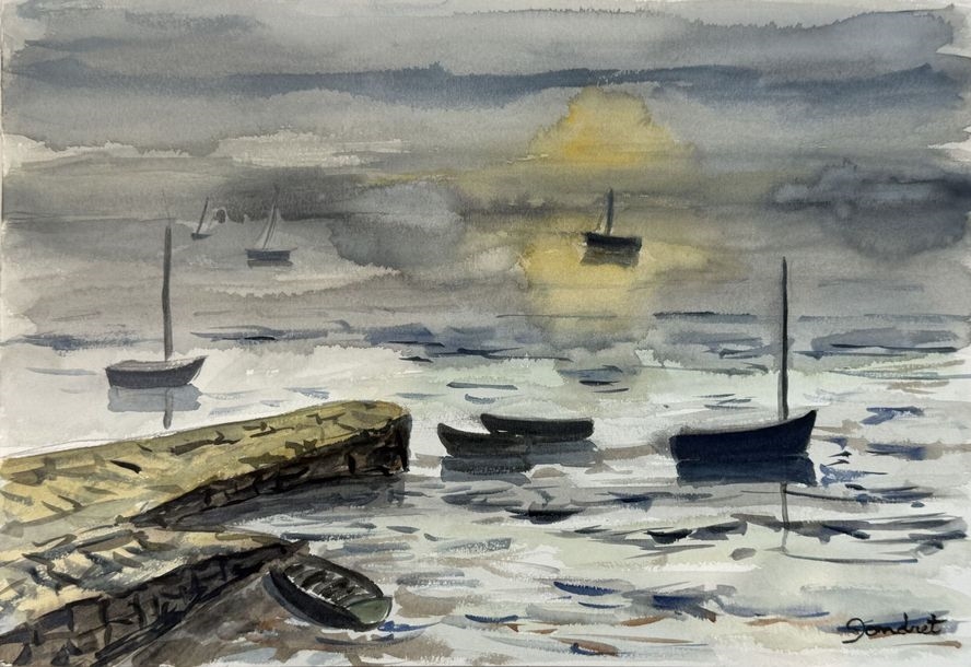 Artwork by Lucien Gondret, Set of gouaches and watercolors of seascapes, Made of Gouaches And Watercolors