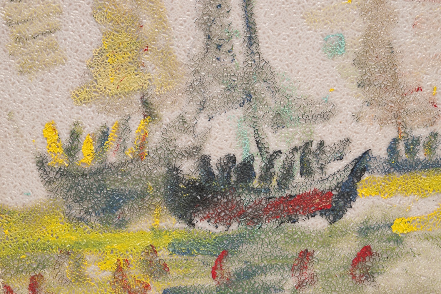 Artwork by Purvis Young, Untitled - Abstract boat scene, Made of Mixed Media On Cardboard