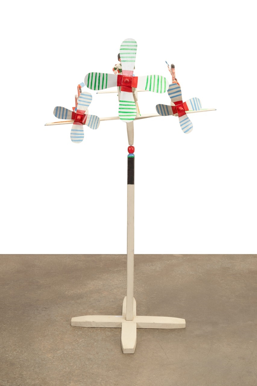 Edward Larson | Folk art polychrome pinwheel whirligig sculpture with ...