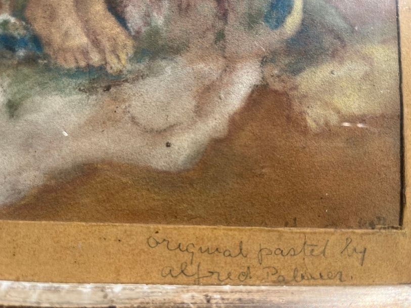 Artwork by Alfred Palmer, Child on the beach, Made of Pastel