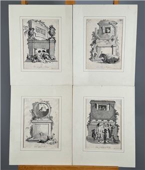 BUNDLE OF 4 ETCHINGS, &quot;THE FOUR TIMES OF DAY&quot; - Johann Esaias Nilson
